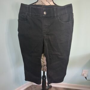 LEE RIDERS Jeans Capri Style Stretch Mid-Rise Pockets black 6 pull on